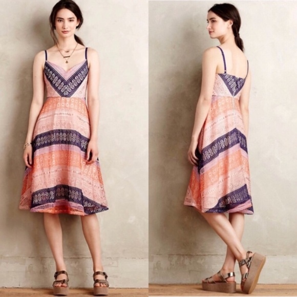 Anthropologie Dresses & Skirts - Maeve Summer Cottage Lace Striped Anthro Dress